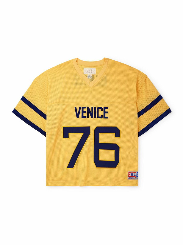 Photo: ERL - Venice 76 Oversized Appliquéd Flocked Mesh T-Shirt - Yellow