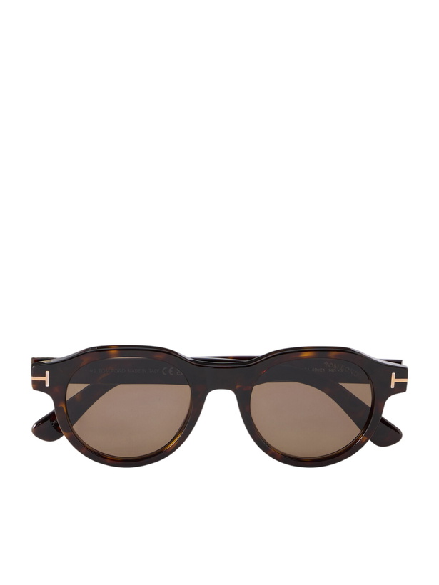 Photo: TOM FORD - Round-Frame Tortoiseshell Acetate Sunglasses - Black