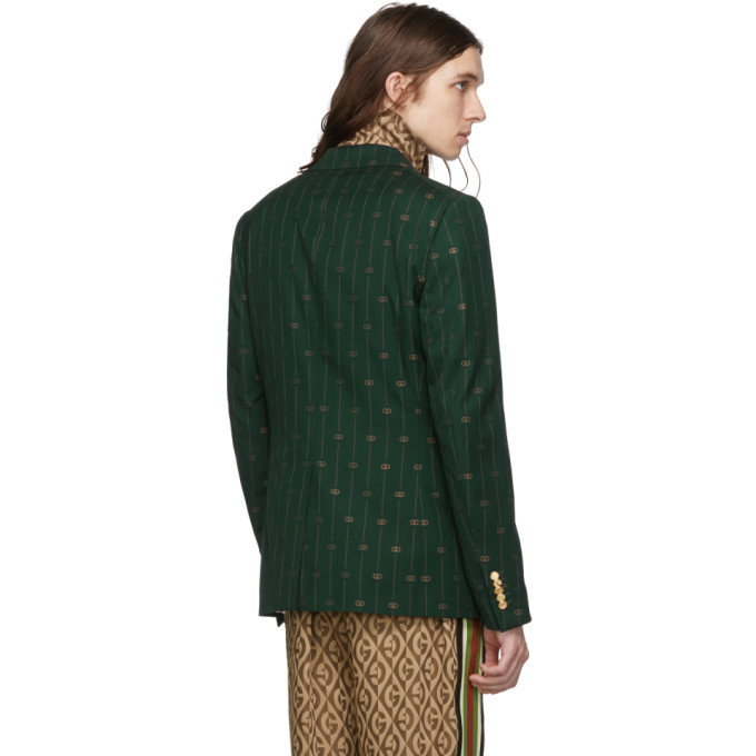 Gucci Green GG Striped Signoria Blazer Gucci