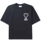 AMI - Logo-Appliquéd Cotton-Jersey T-Shirt - Black