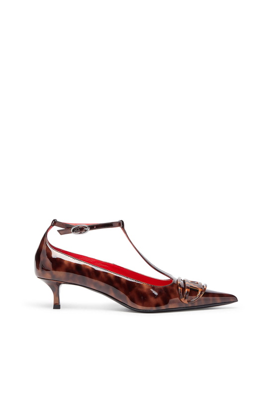 Photo: Diesel D-Venus - Patent leopard T-bar pumps - Moccasins and Mules Womens in Brown
