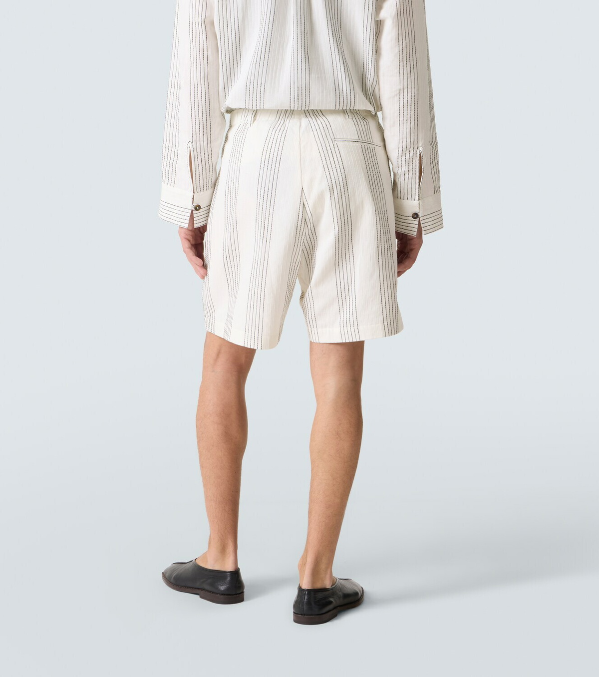 Commas Kantha striped cotton Bermuda shorts