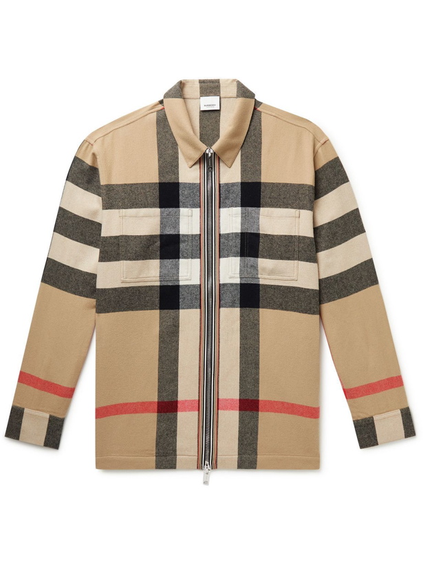 Photo: Burberry - Checked Wool and Cotton-Blend Jacket - Brown