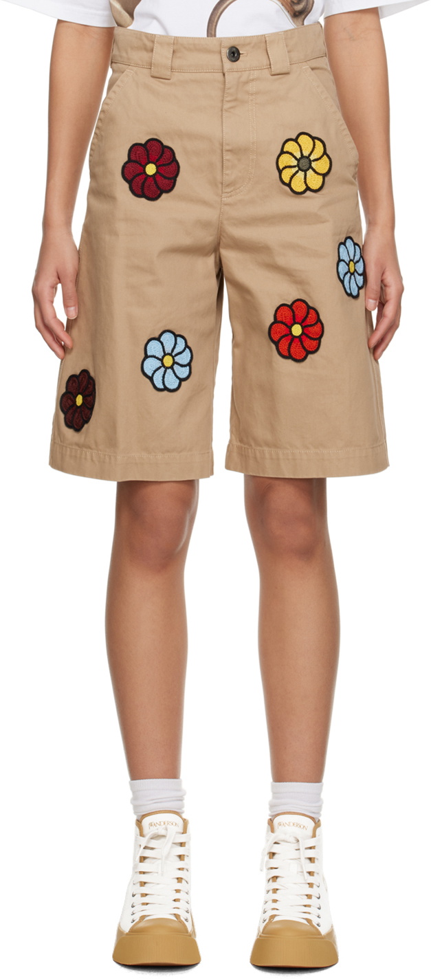Moncler Genius 1 Moncler JW Anderson Beige Floral Shorts