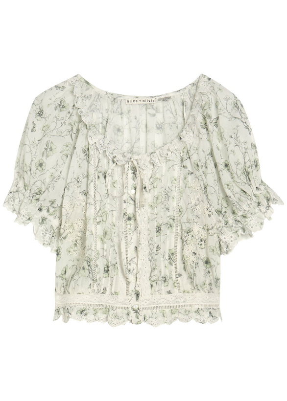 Photo: Alice + Olivia Mclaine Floral-print Cotton Blouse Multicoloured