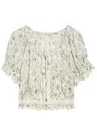 Alice + Olivia Mclaine Floral-print Cotton Blouse Multicoloured