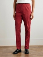 Dunhill - Slim-Fit Straight-Leg Pleated Cotton-Gabardine Chinos - Red