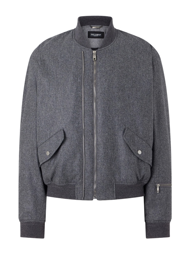 Photo: Dolce&Gabbana - Wool-Flannel Bomber Jacket - Gray