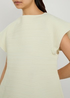 Issey Miyake Ribbed-knit Peplum Mini Dress Off White