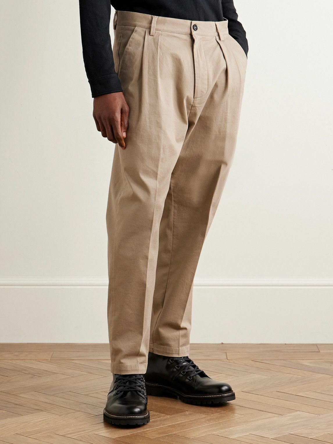 Massimo Alba - Stan Tapered Pleated Cotton-Twill Trousers - Neutrals