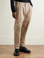 Massimo Alba - Stan Tapered Pleated Cotton-Twill Trousers - Neutrals