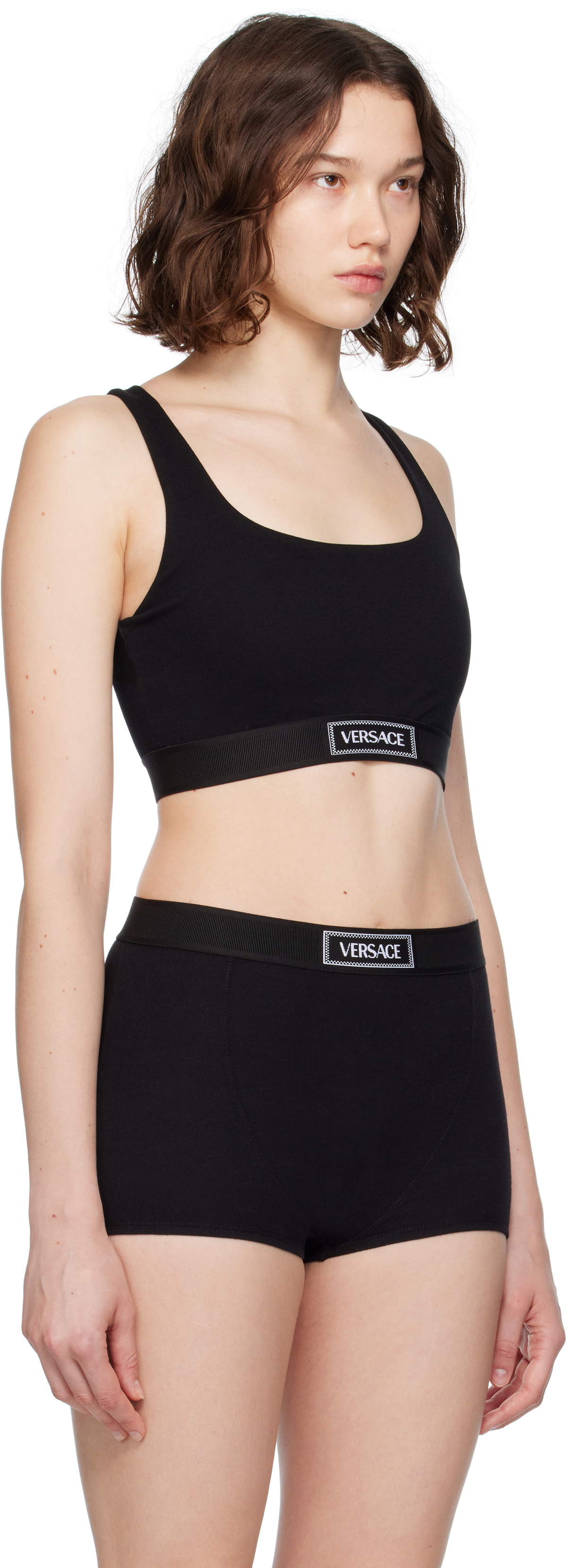 Versace Black 'Versace' 90s Elastic Bra