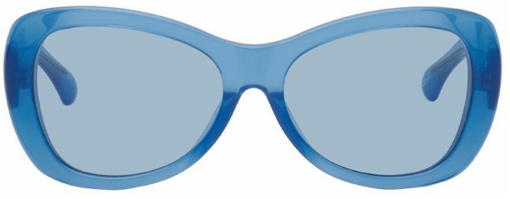 Photo: Dries Van Noten Blue Linda Farrow Edition 195 Round Sunglasses