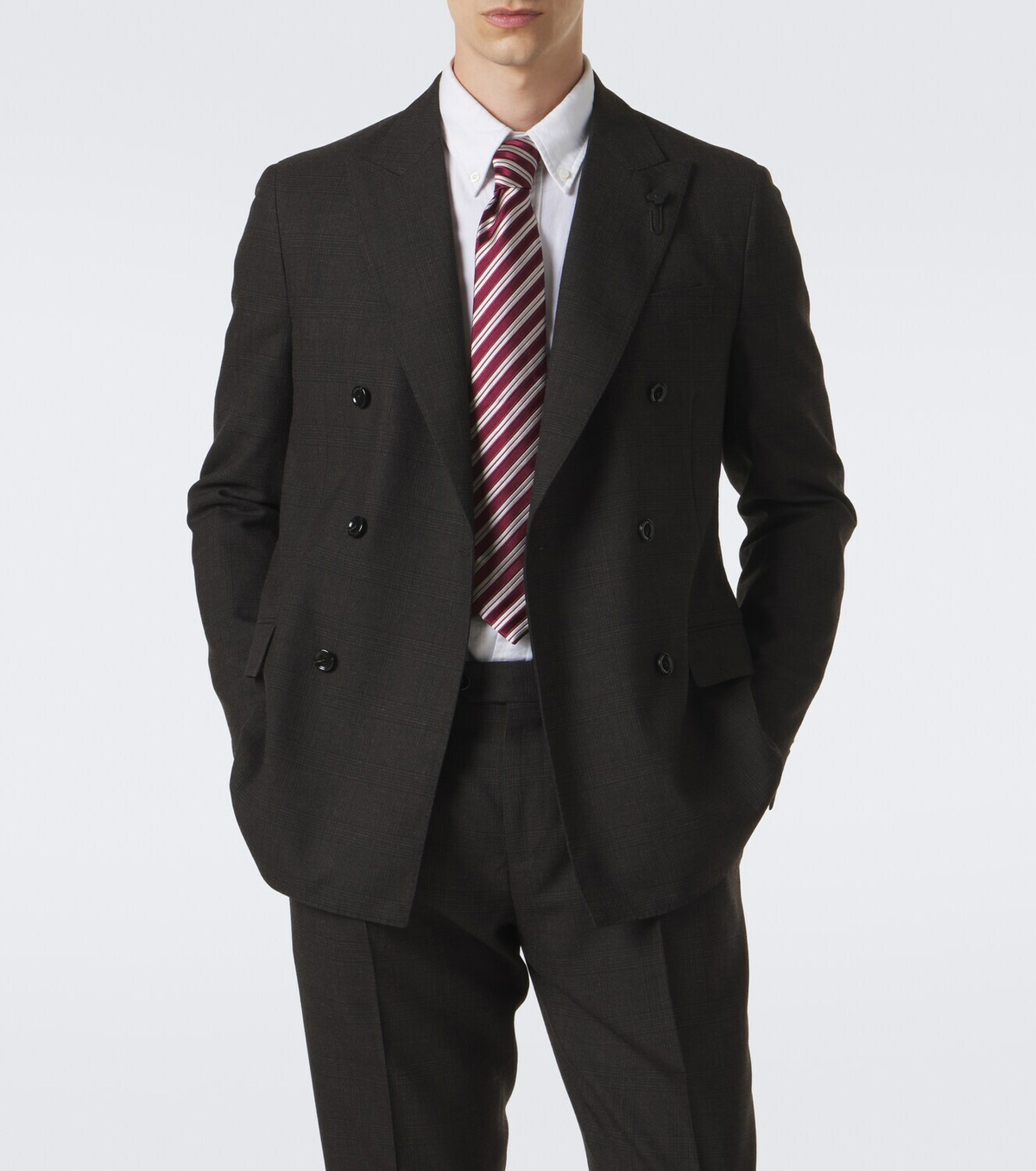 Lardini Checked double-breasted virgin wool suit