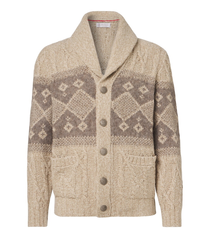 Photo: Brunello Cucinelli Jacquard wool, silk and cashmere cardigan