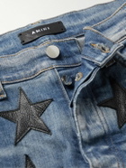 AMIRI - Chemist Skinny-Fit Leather-Appliquéd Distressed Jeans - Blue