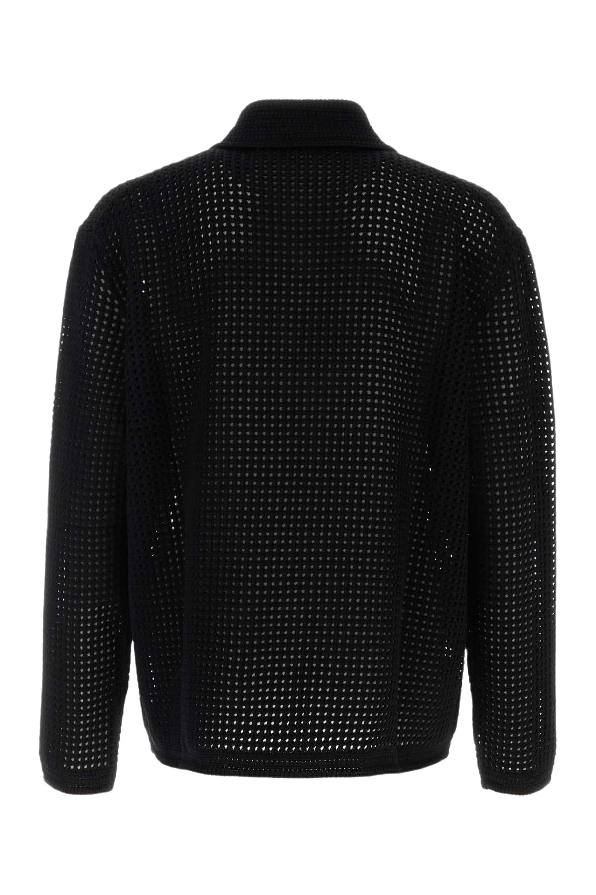 Tシャツ・カットソー GUCCI FW25 Black crochet polo shirt (827353XKEYQ 1000) Gucci Black Crochet Polo Shirt Gucci