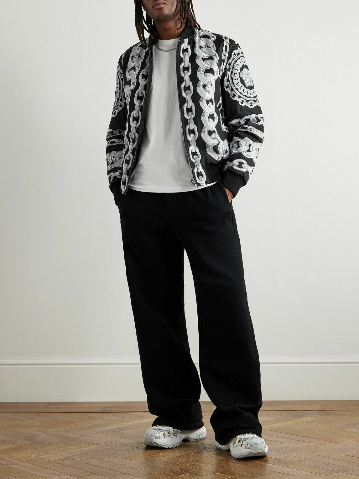 Versace - Reversible Padded Printed Shell Bomber Jacket - Black