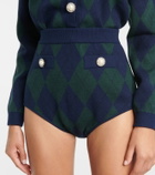 Alessandra Rich High-rise argyle knit shorts