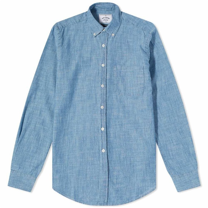 Photo: Portuguese Flannel Men's Button Down Chambray Shirt in Blue