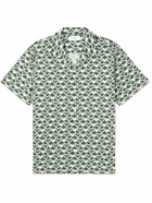 Mr P. - Stella Camp-Collar Printed Cotton-Poplin Shirt - Green