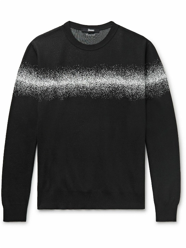 Photo: Herno - Cotton-Blend Jacquard Sweater - Black