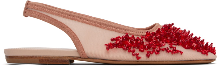 Photo: Dries Van Noten Pink Slingback Embellished Mesh Flats