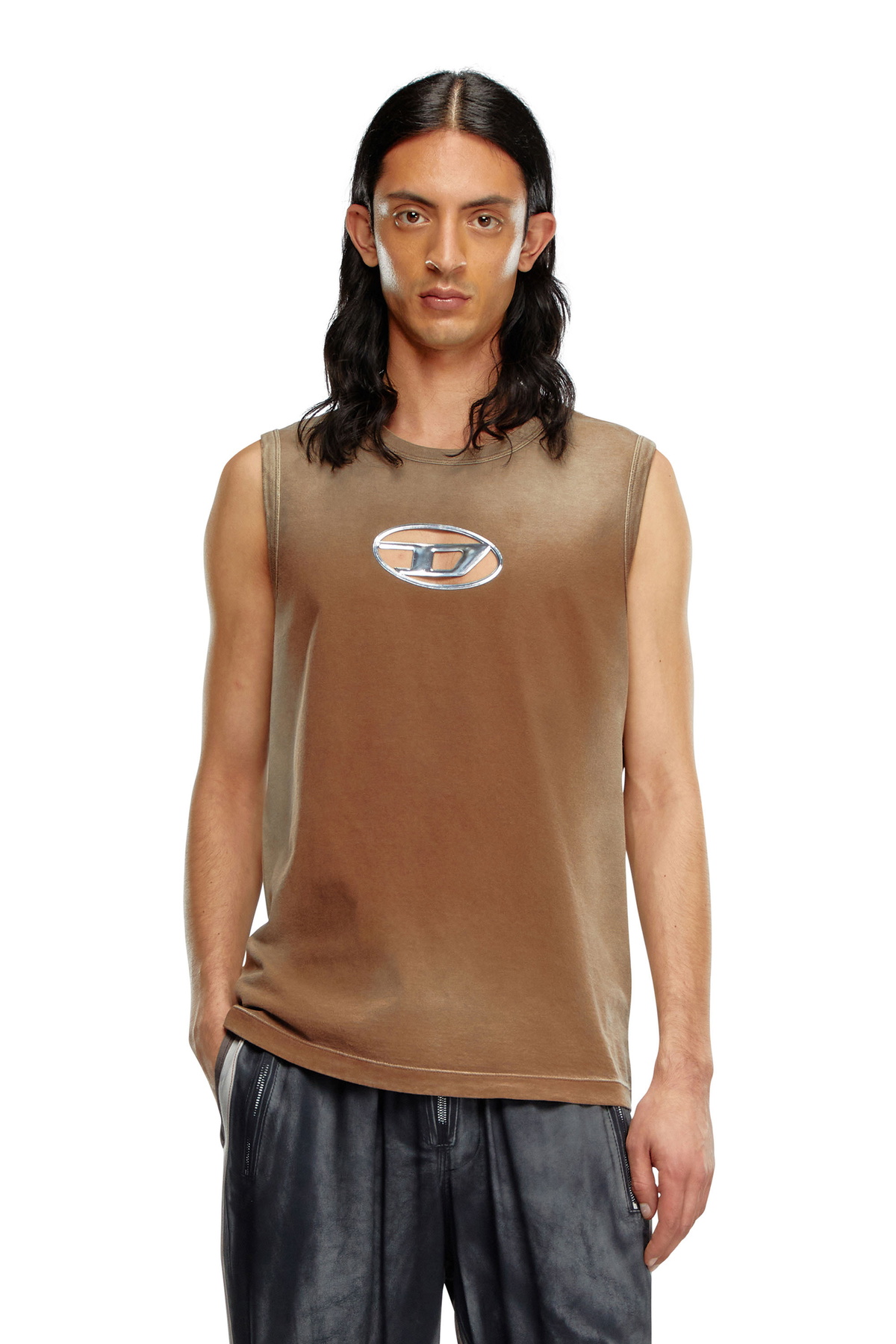 トップス DIESEL Faded tank top with puffy Oval D Men's Faded tank top with puffy Oval D | Black | Diesel