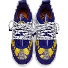 Versace Blue and Gold Heritage Crete de Fleur Chain Reaction Sneakers