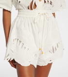 Zimmermann Mahon embroidered cotton shorts