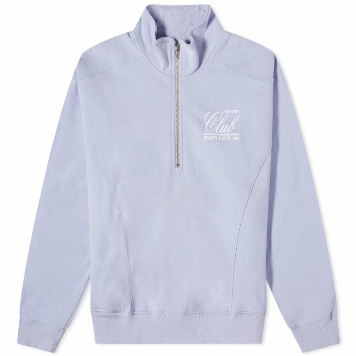 Photo: Sporty & Rich Men's 94 Country Club Quarter Zip Sweat in Chambray/White
