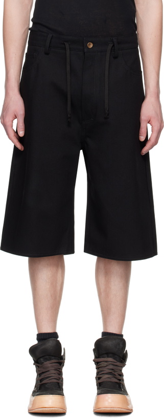 Photo: A Diciannoveventitre Black Mark Denim Shorts