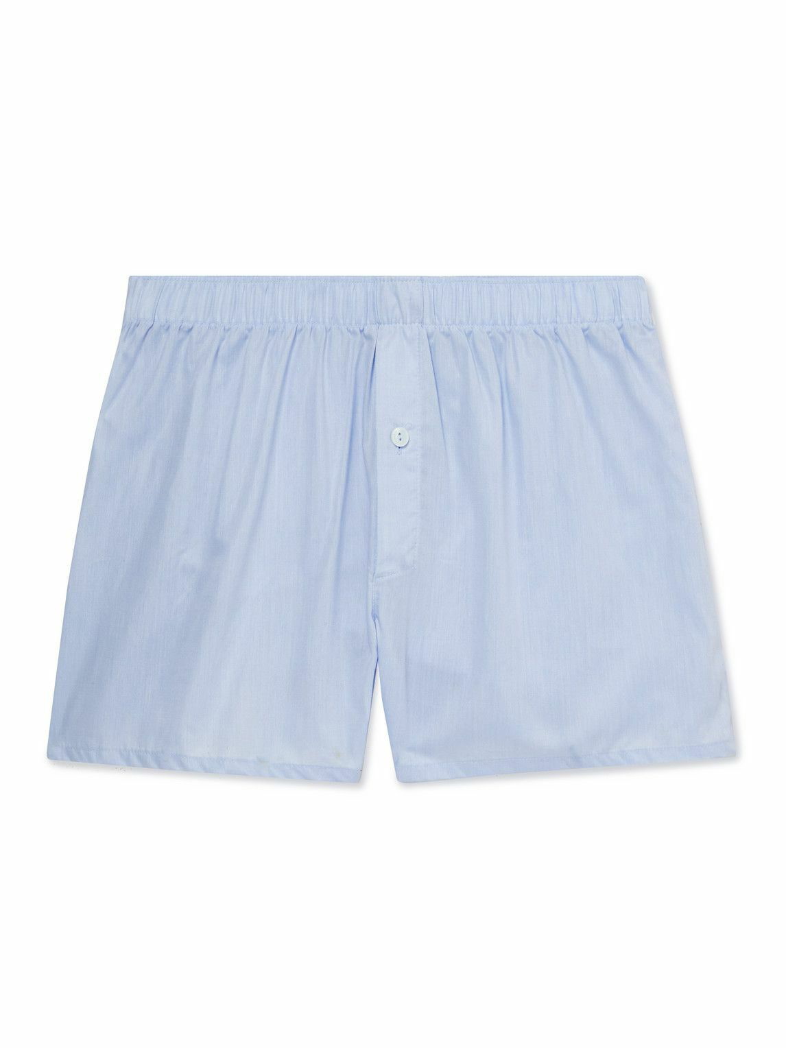Photo: Hanro - Mercerised Cotton Boxer Shorts - Blue