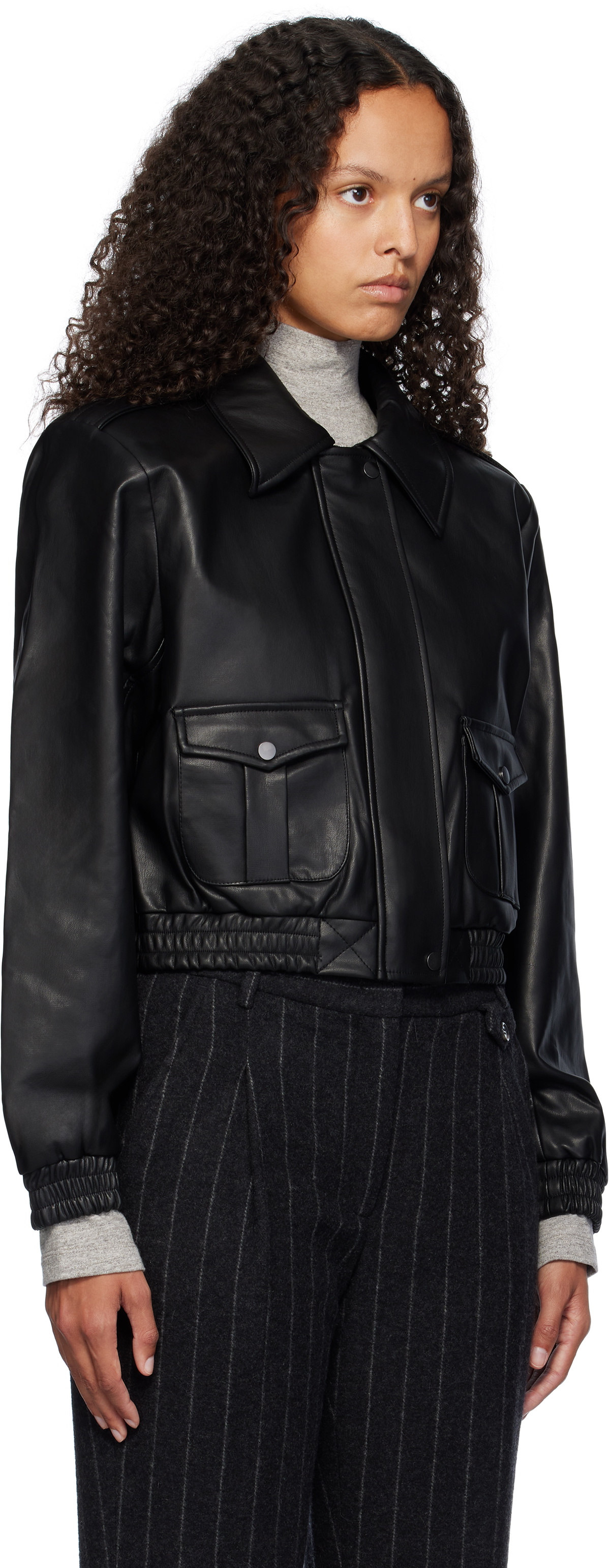The Garment Black Brooklyn Bomber Leather Jacket