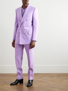 TOM FORD - Double-Breasted Wool and Silk-Blend Suit Jacket - Purple