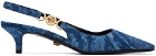 Versace Blue Barocco Denim Heels