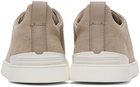 ZEGNA Taupe Canvas Triple Stitch Sneakers