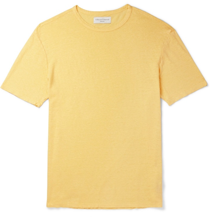 Photo: Officine Generale - Pigment-Dyed Linen T-Shirt - Yellow