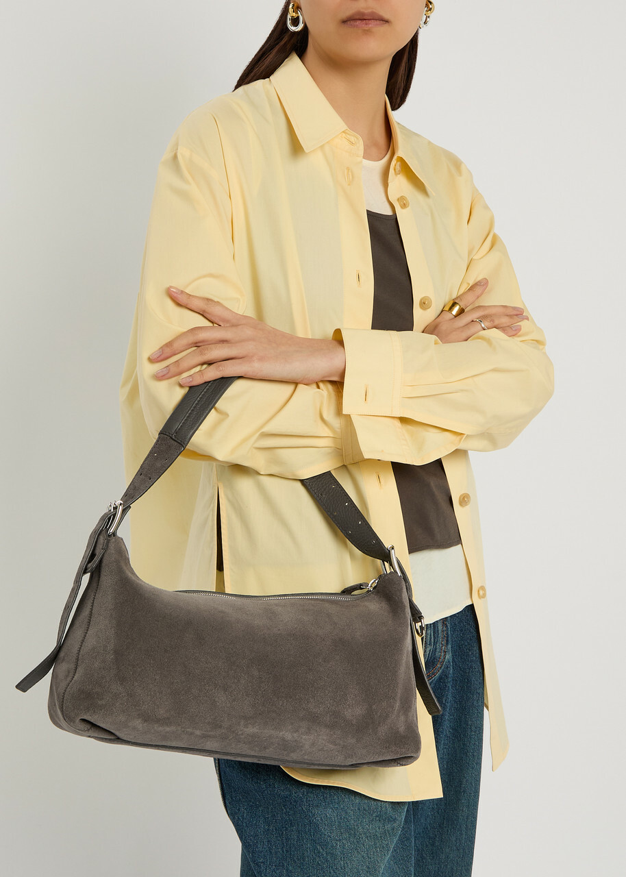 Lemaire Belted Baguette Suede Shoulder bag - Brown - One Size