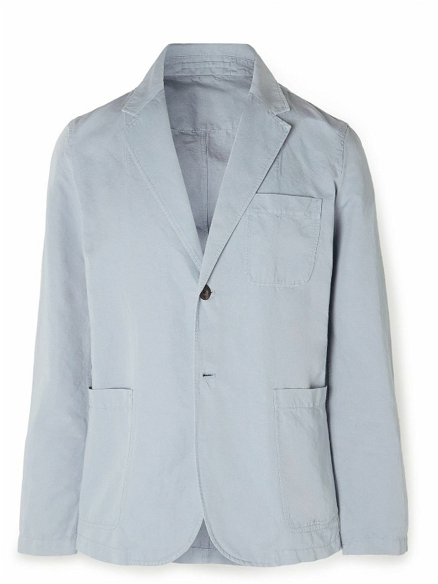 Photo: Mr P. - Slim-Fit Unstructured Garment-Dyed Cotton and Linen-Blend Twill Blazer - Blue