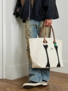 KAPITAL - Leather-Trimmed Appliquéd Canvas Tote Bag