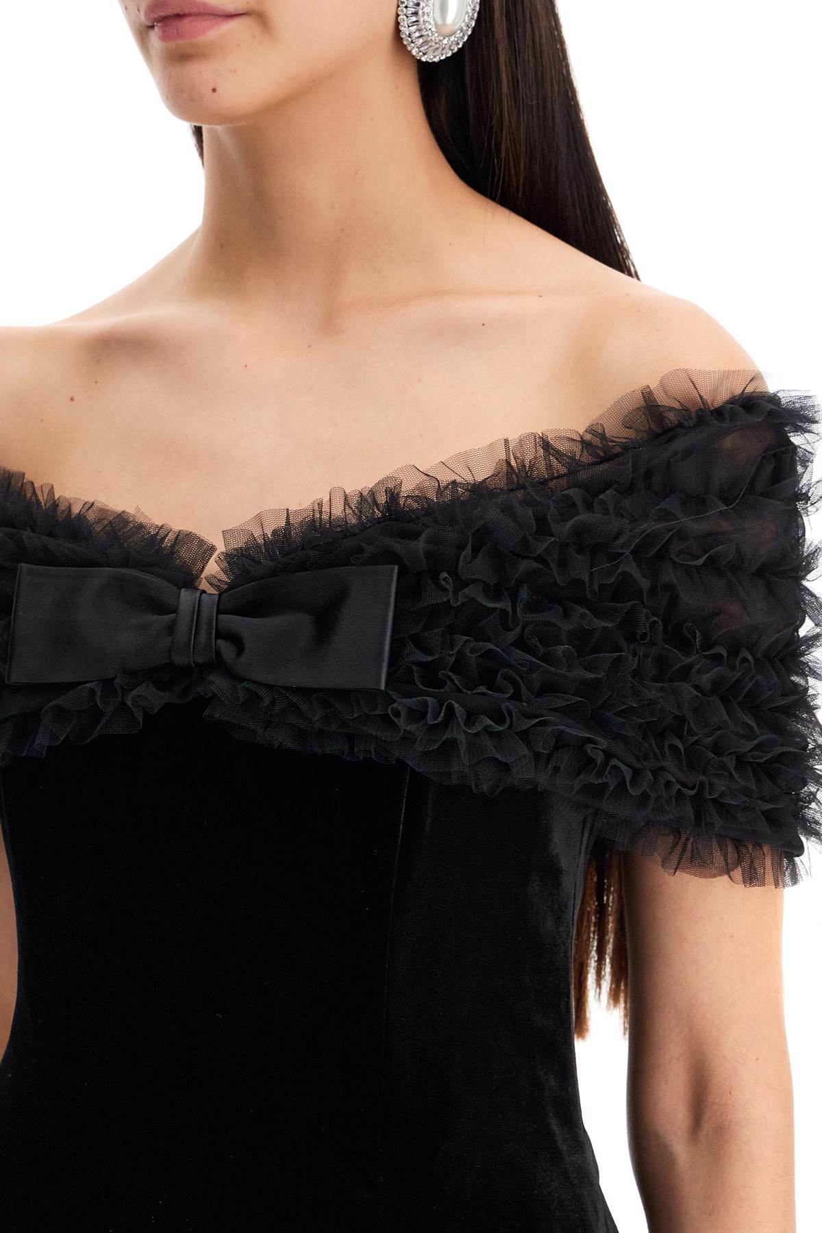 ワンピース ALESSANDRA RICH Velvet off the shoulder dress Black ALESSANDRA RICH velvet off-shoulder mini dress Black