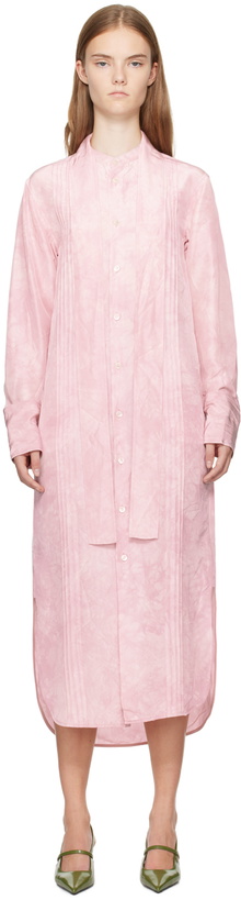 Photo: UMBER POSTPAST Pink Natural Coccus Dyed Silk Shirt Midi Dress