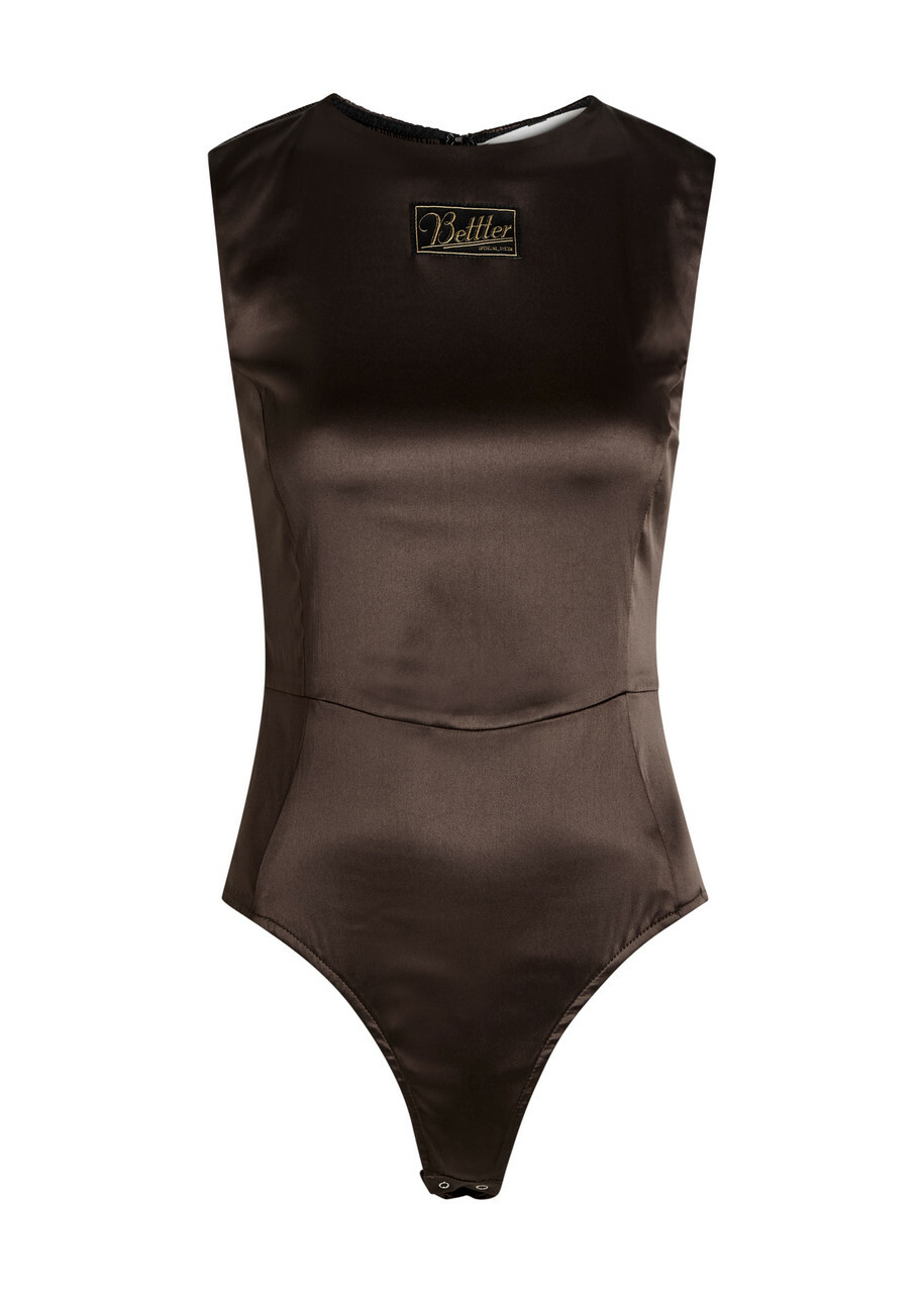Bettter Smoked Stretch-satin Bodysuit Dark Brown