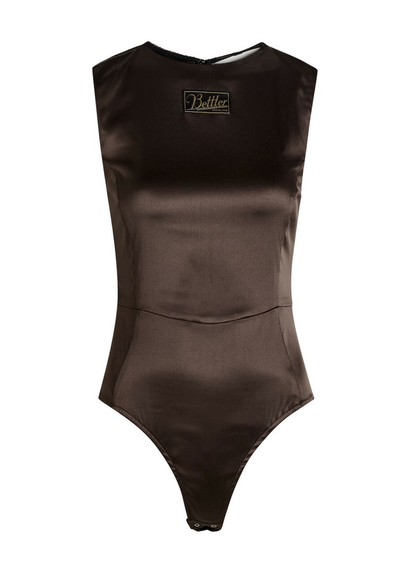 Photo: Bettter Smoked Stretch-satin Bodysuit Dark Brown
