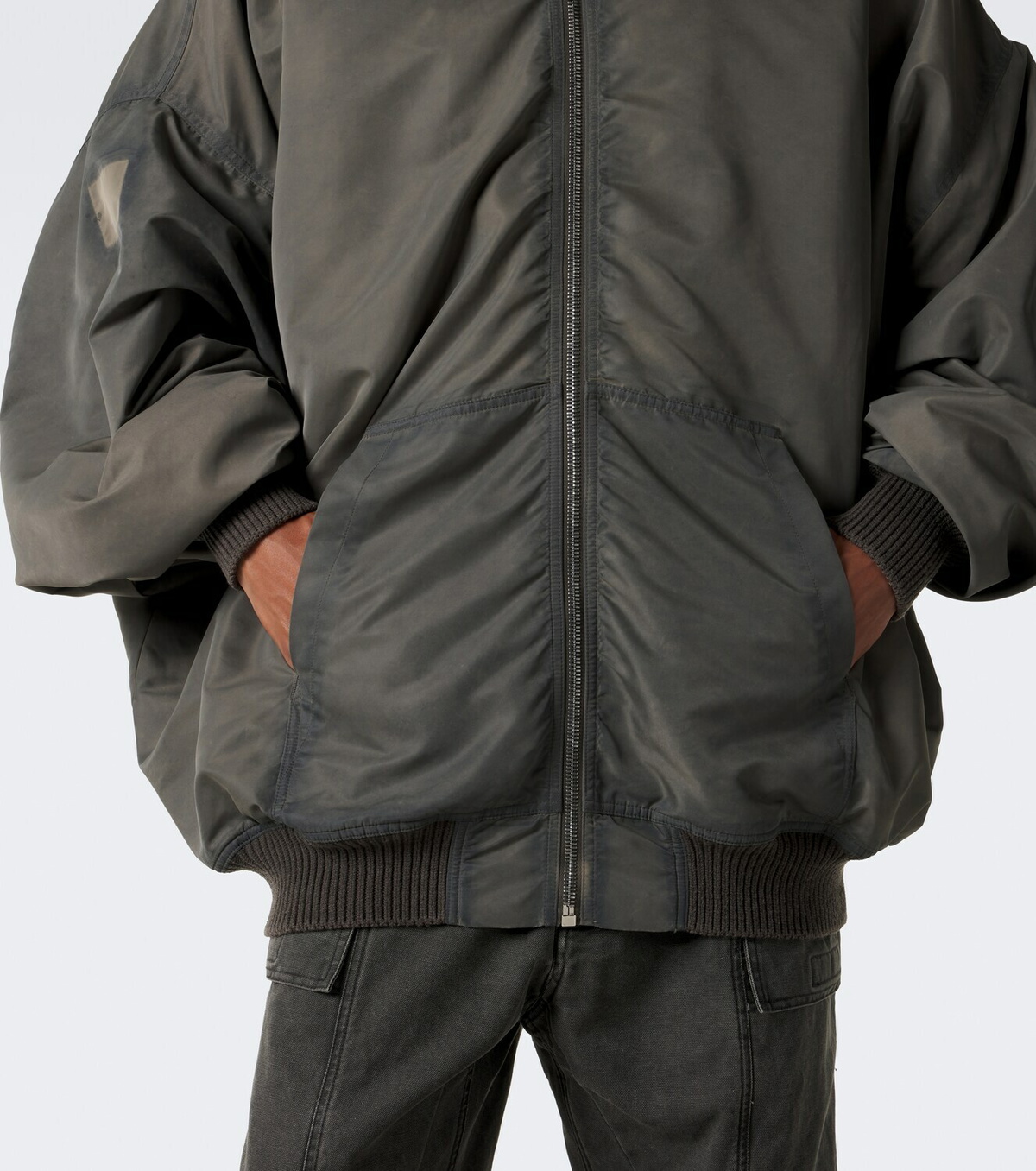 Rick Owens Mountain Hun satin hooded jacket