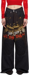 LU'U DAN Black Knee Patch Jeans