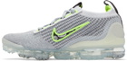 Nike Grey & Green Air Vapormax 2021 FlyKnit Sneakers