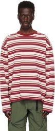 Uniform Bridge Red & Off-White Striped Long Sleeve T-Shirt