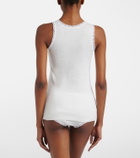 Miu Miu Lace-trimmed pointelle cotton tank top